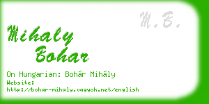 mihaly bohar business card