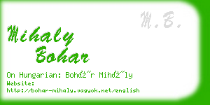 mihaly bohar business card